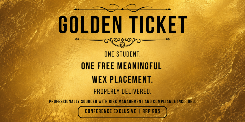 Golden ticket showing you the offer of a free work experience placement.